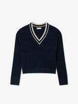Cashmere Varsity V Neck
