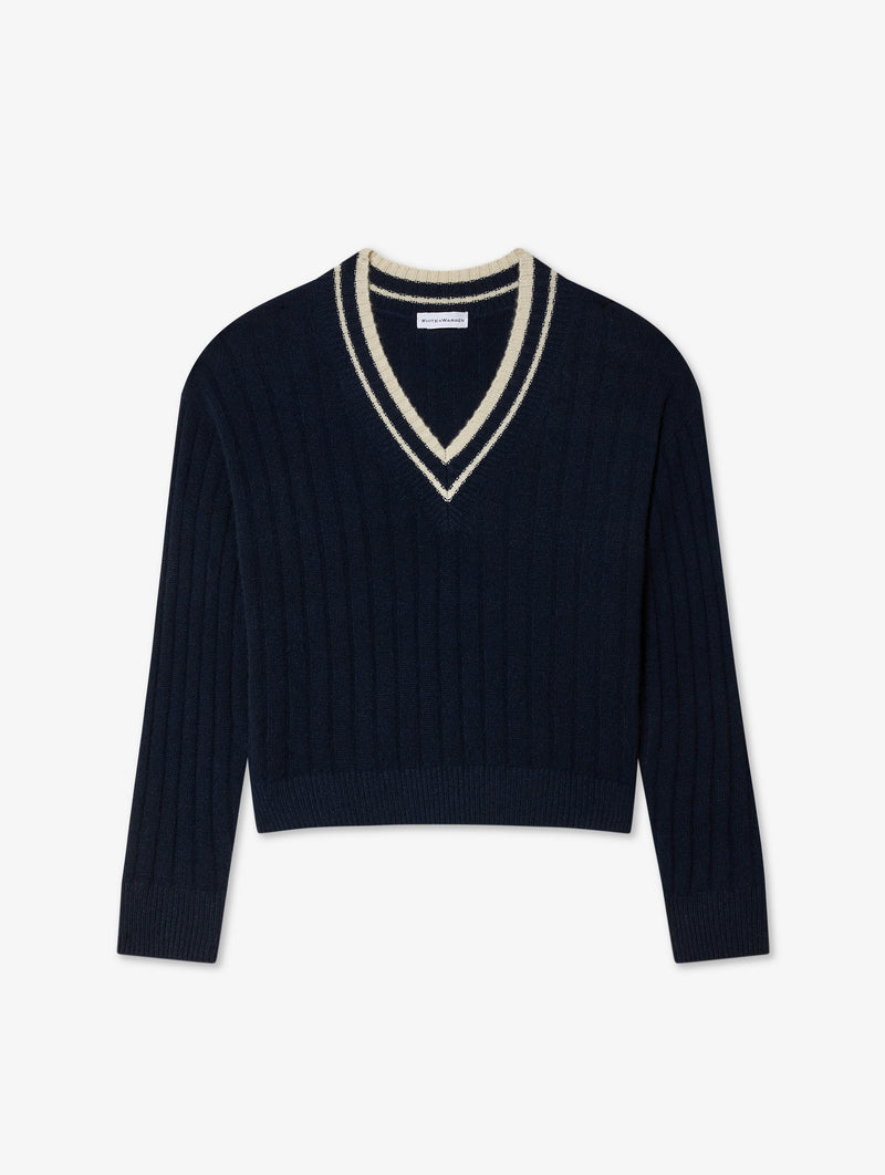 Cashmere Varsity V Neck