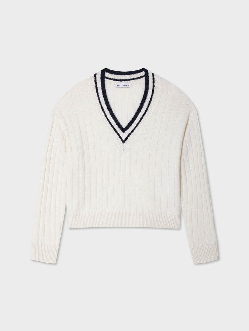 Cashmere Varsity V Neck