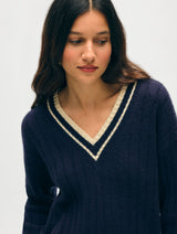 Cashmere Varsity V Neck