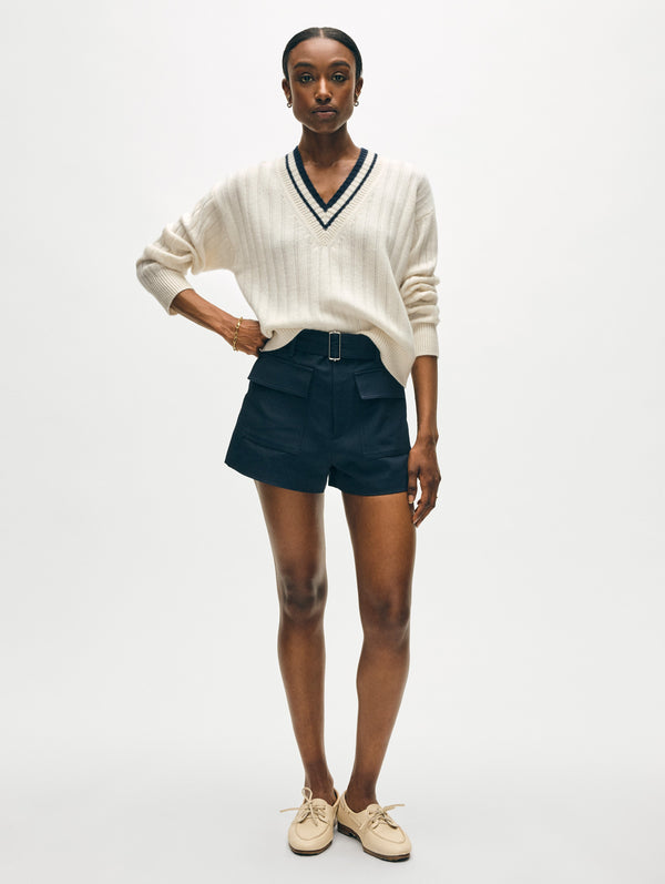 Cashmere Varsity V Neck