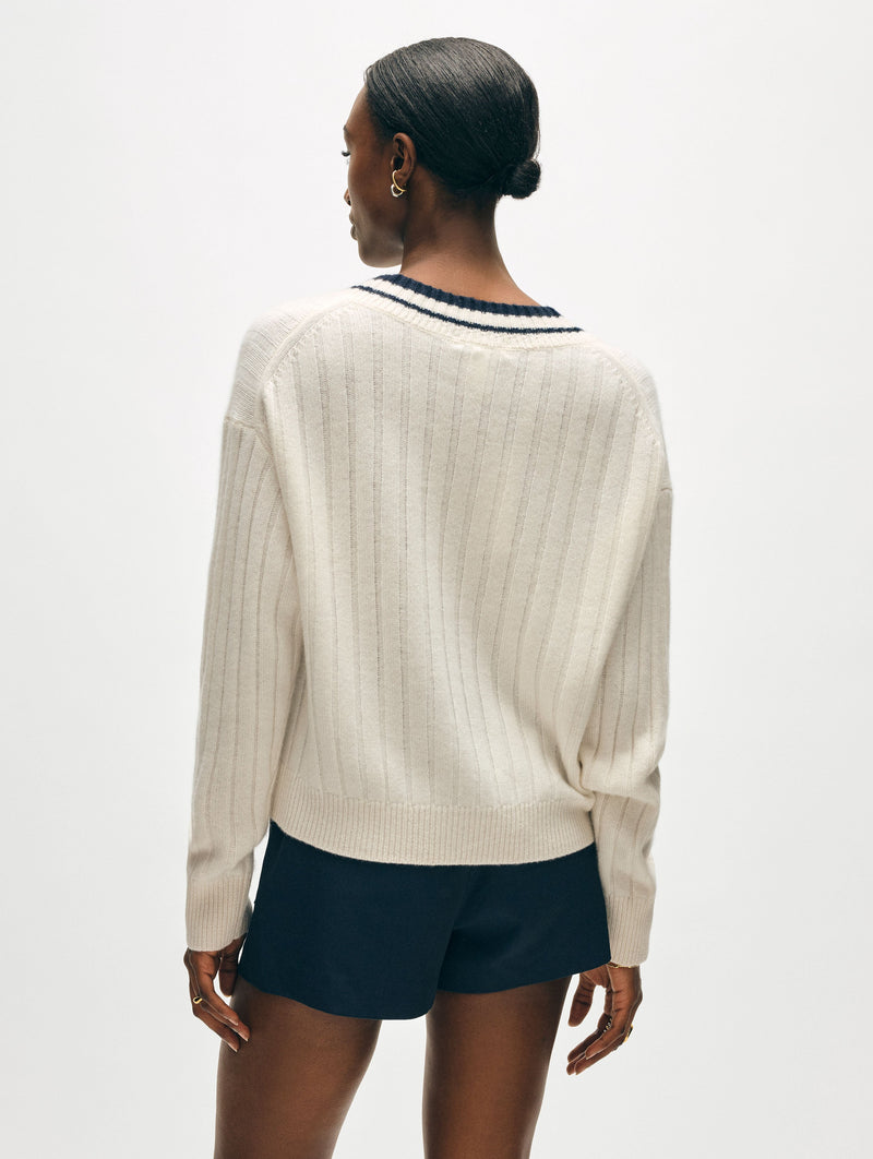 Cashmere Varsity V Neck
