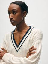 Cashmere Varsity V Neck