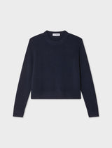 Cashmere Rib Trim Crewneck
