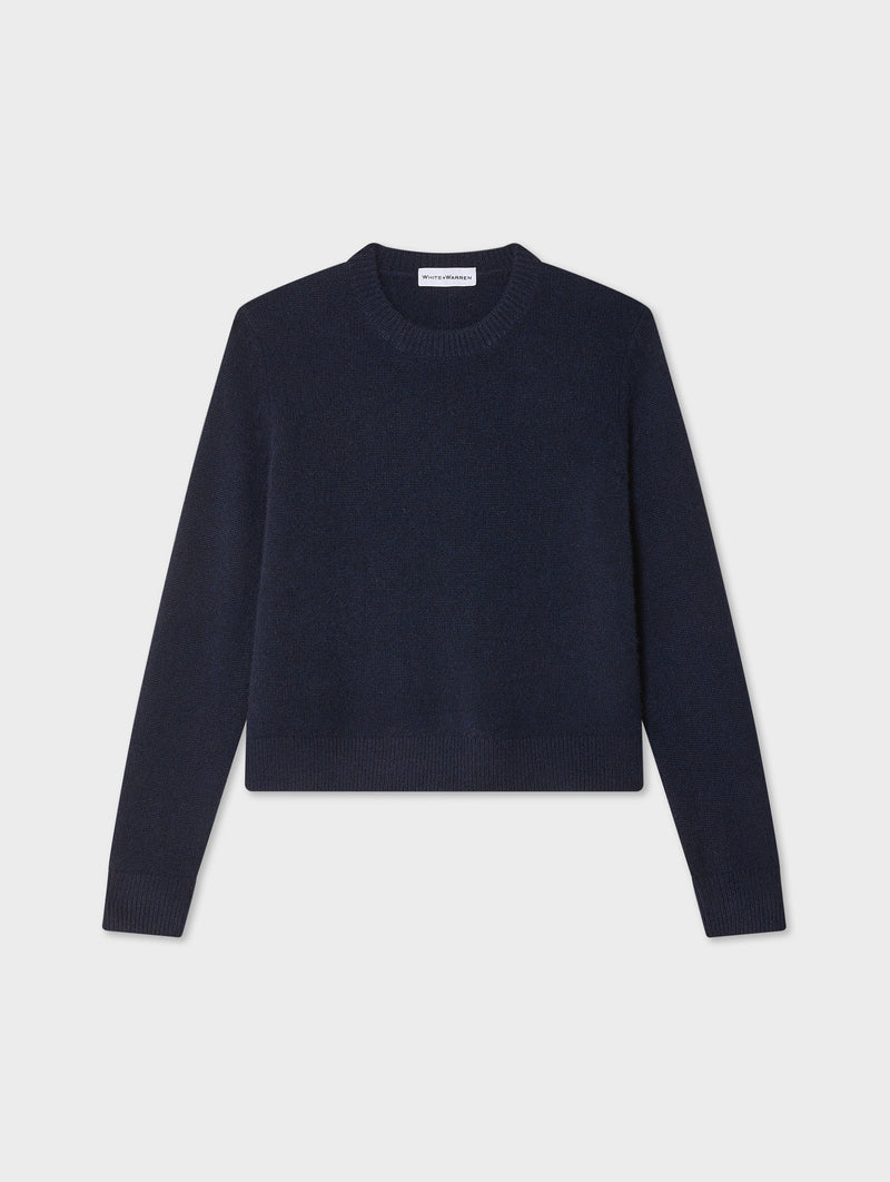Cashmere Rib Trim Crewneck