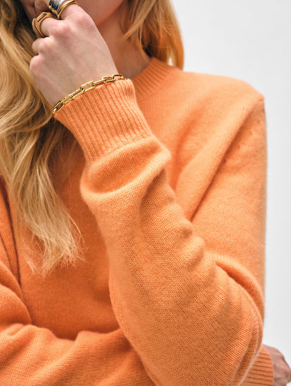 Cashmere Rib Trim Crewneck