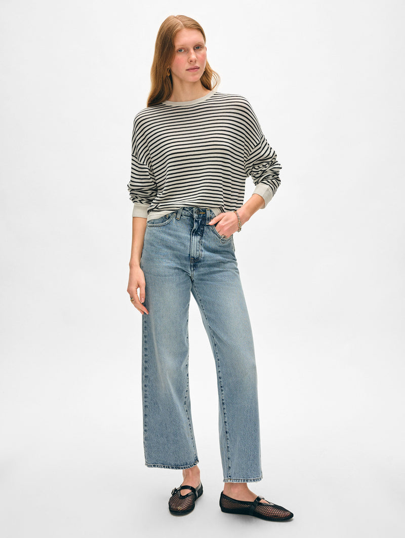 Superfine Cashmere Striped Sweatshirt