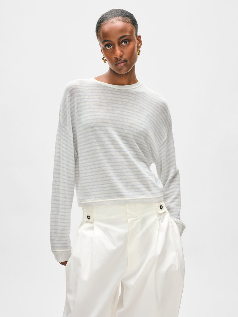 Superfine Cashmere Striped Sweatshirt