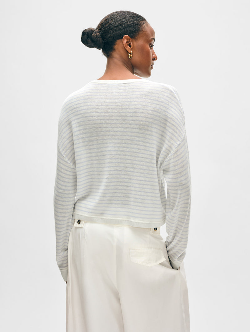 Superfine Cashmere Striped Sweatshirt