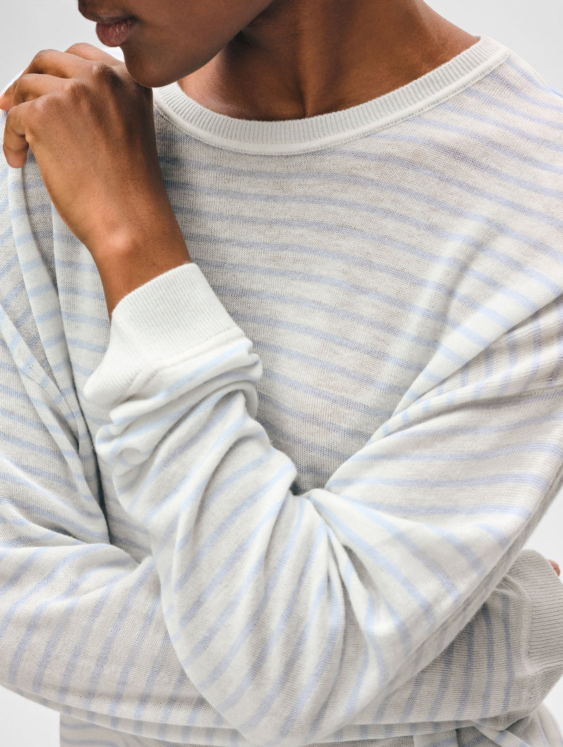 Superfine Cashmere Striped Sweatshirt