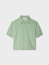 Cashmere Short Sleeve Button Polo