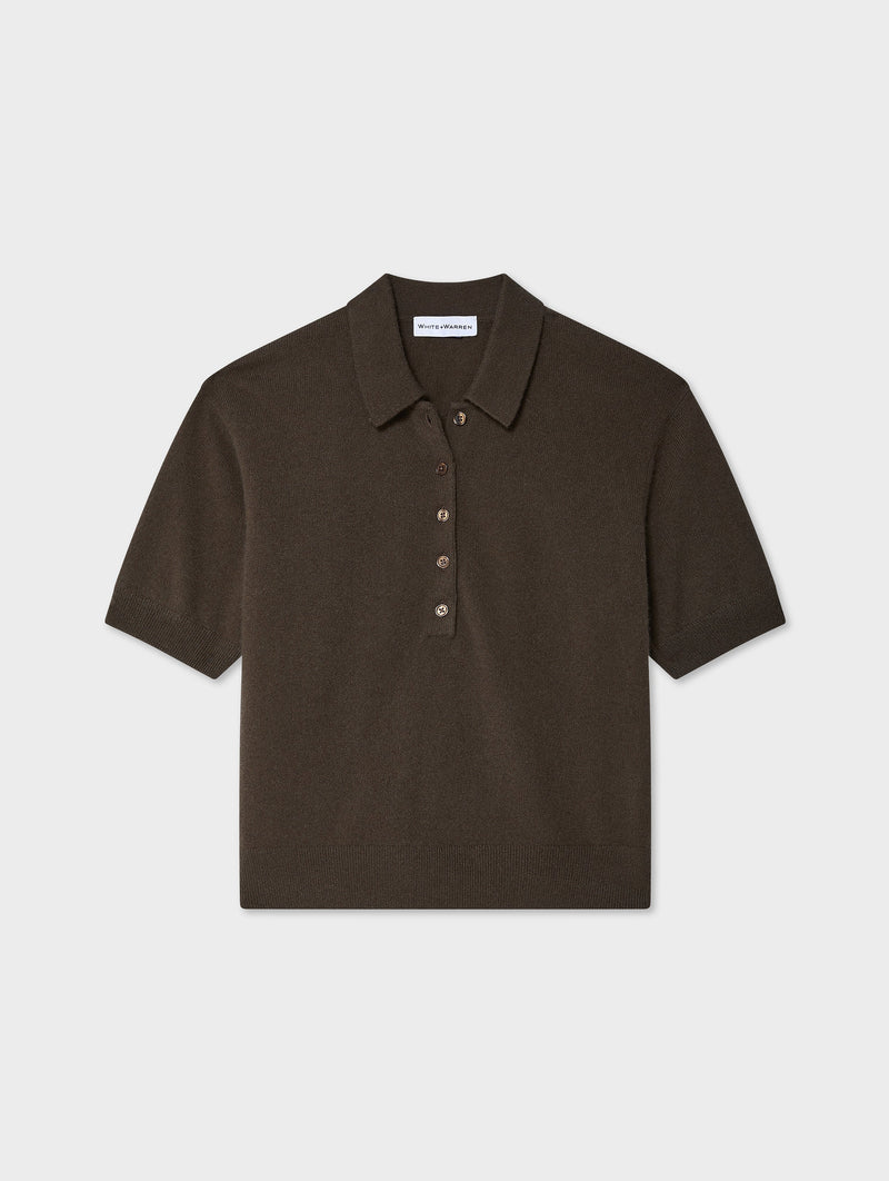 Cashmere Short Sleeve Button Polo