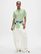 Cashmere Short Sleeve Button Polo