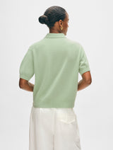 Cashmere Short Sleeve Button Polo