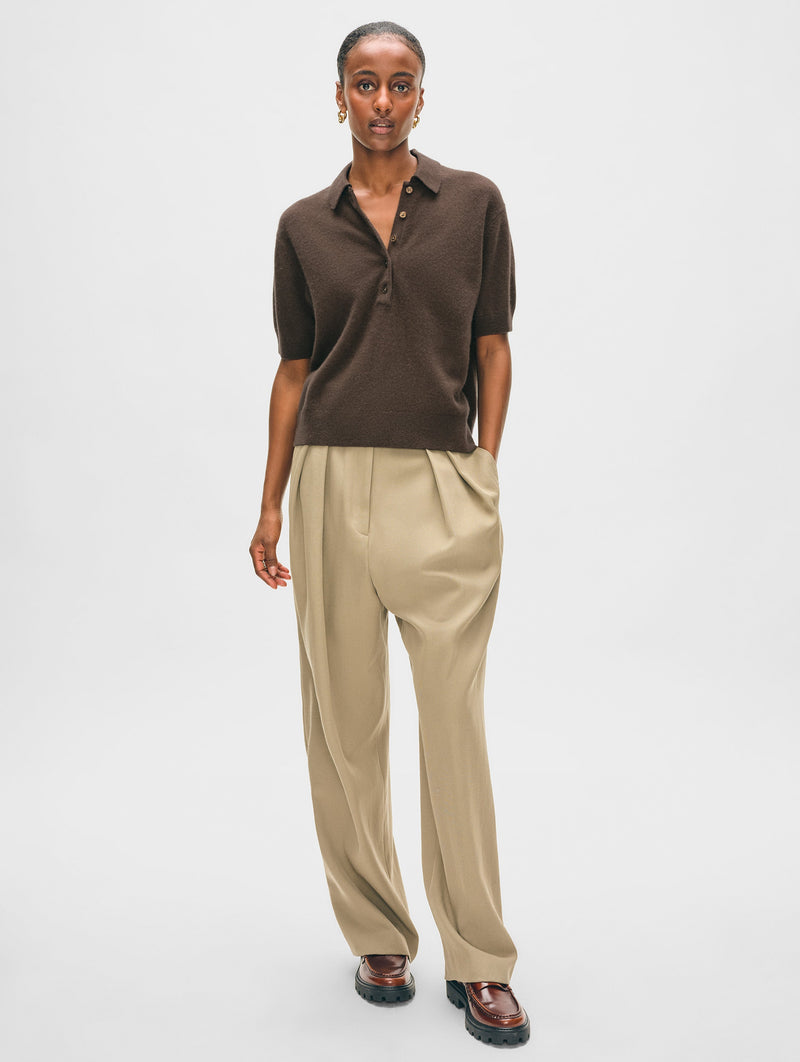 Cashmere Short Sleeve Button Polo