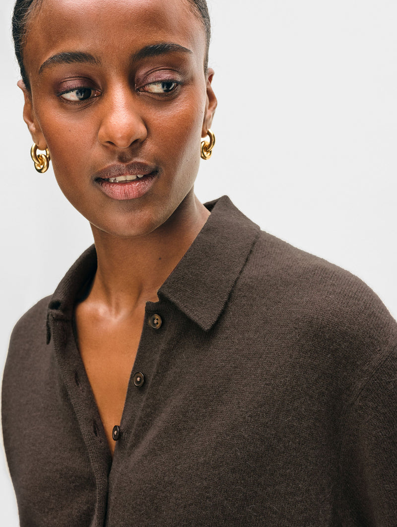 Cashmere Short Sleeve Button Polo