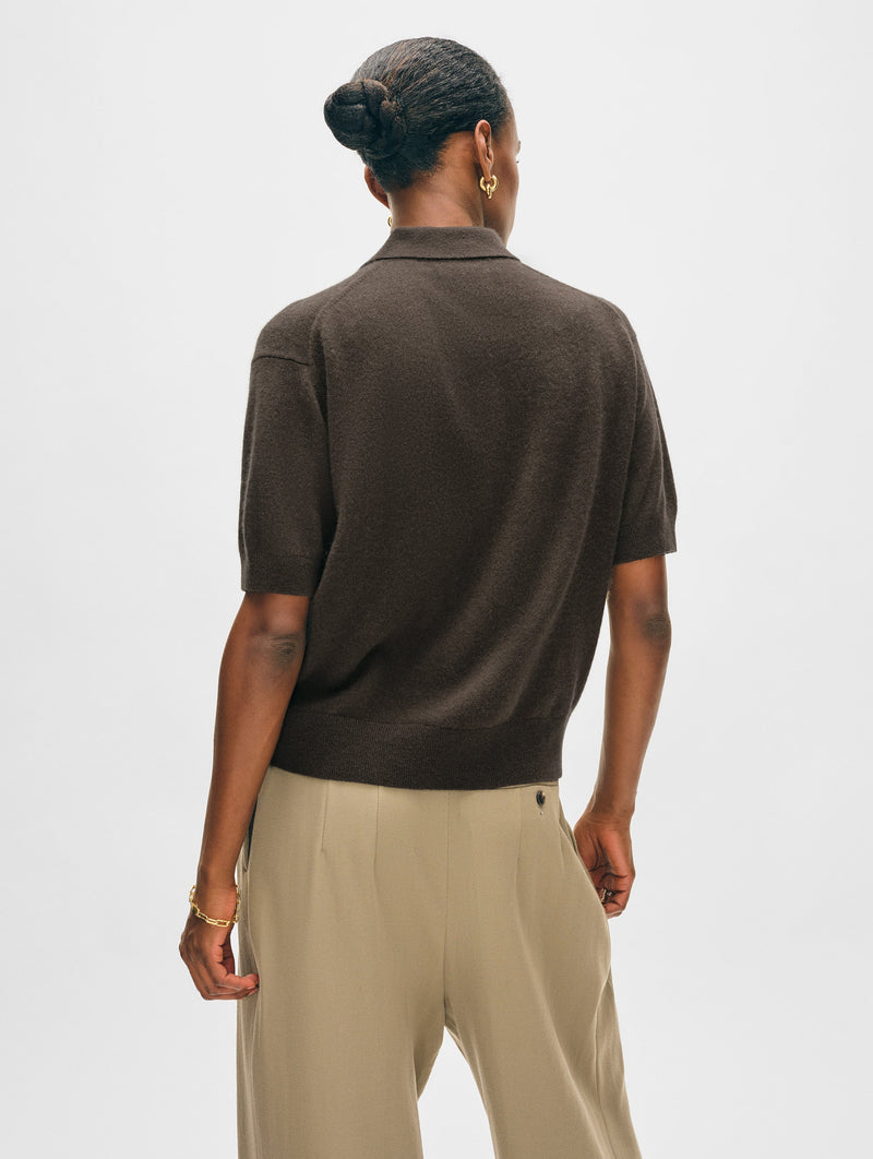 Cashmere Short Sleeve Button Polo