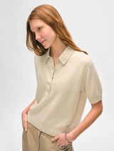 Cashmere Short Sleeve Button Polo