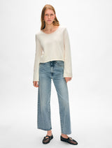 Cotton Roll Trim Crewneck