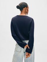 Cotton Roll Trim Crewneck