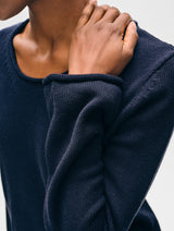 Cotton Roll Trim Crewneck