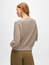 Fine Cotton Blend Ribbed V Neck