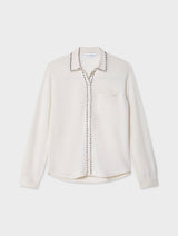Cashmere Embroidered Trim Button Down Shirt