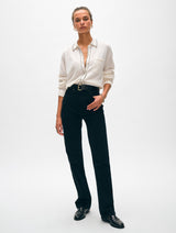 Cashmere Embroidered Trim Button Down Shirt