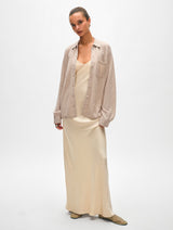 Cashmere Embroidered Trim Button Down Shirt