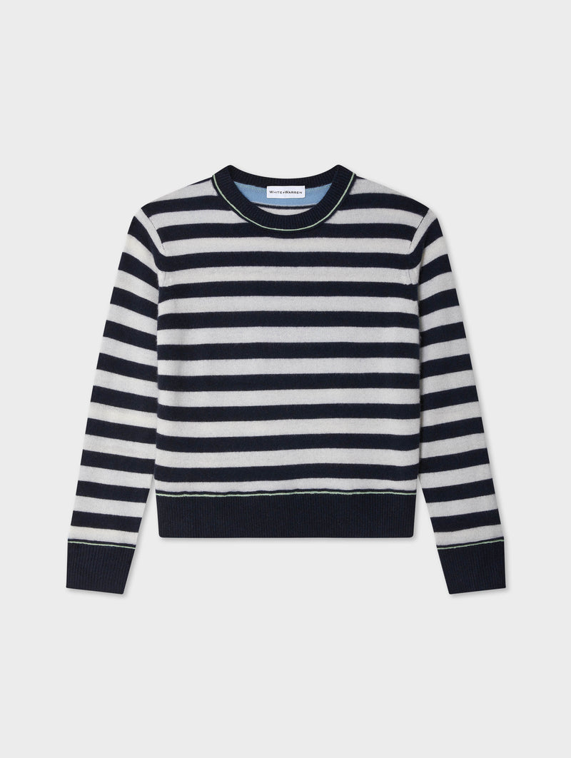 Cashmere Mixed Stripe Crewneck