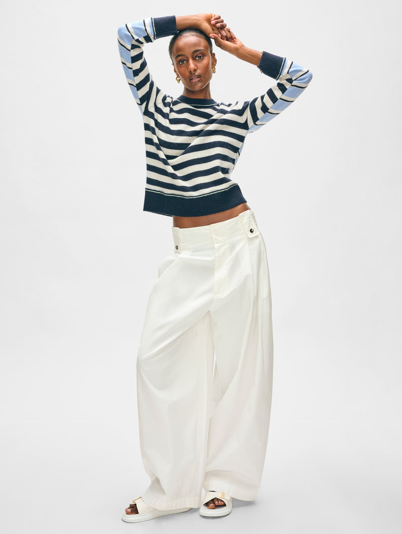 Cashmere Mixed Stripe Crewneck