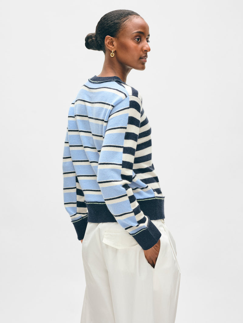 Cashmere Mixed Stripe Crewneck