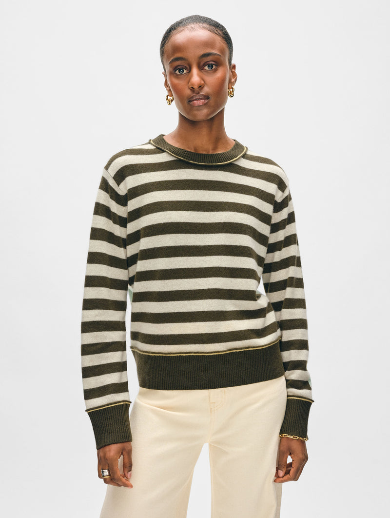 Cashmere Mixed Stripe Crewneck