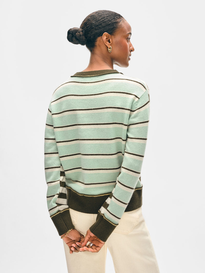 Cashmere Mixed Stripe Crewneck