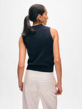 Cashmere Cable Sleeveless Polo