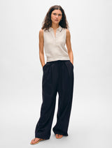 Cashmere Cable Sleeveless Polo