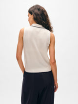 Cashmere Cable Sleeveless Polo