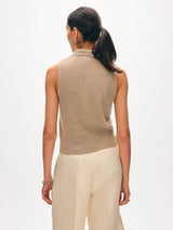 Cashmere Cable Sleeveless Polo