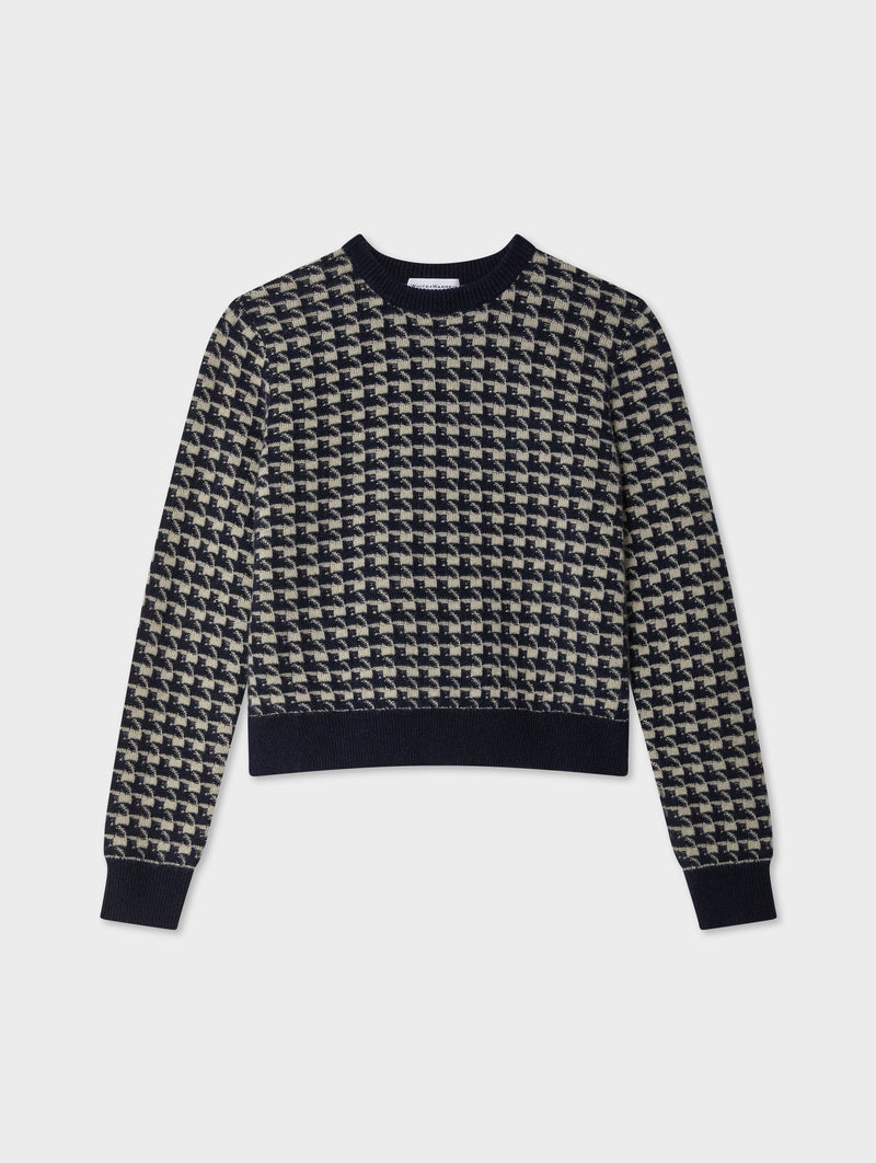 Cashmere Gingham Crewneck