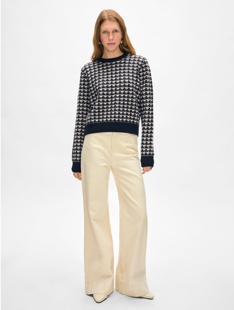 Cashmere Gingham Crewneck