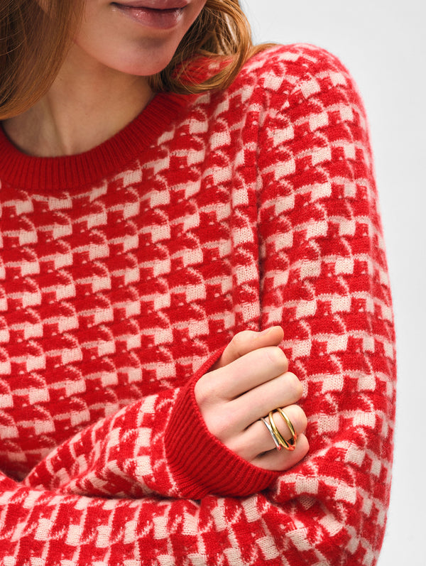 Cashmere Gingham Crewneck