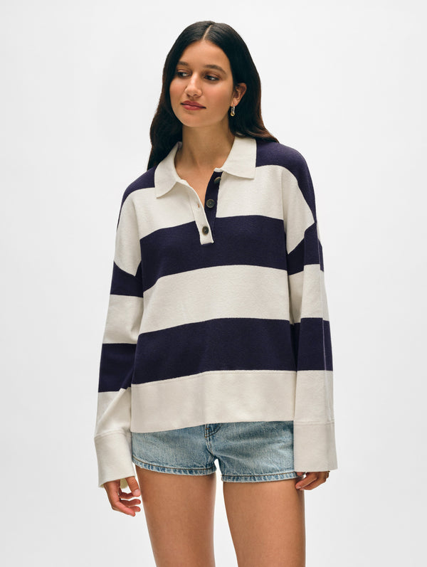 Cotton Blend Rugby Polo