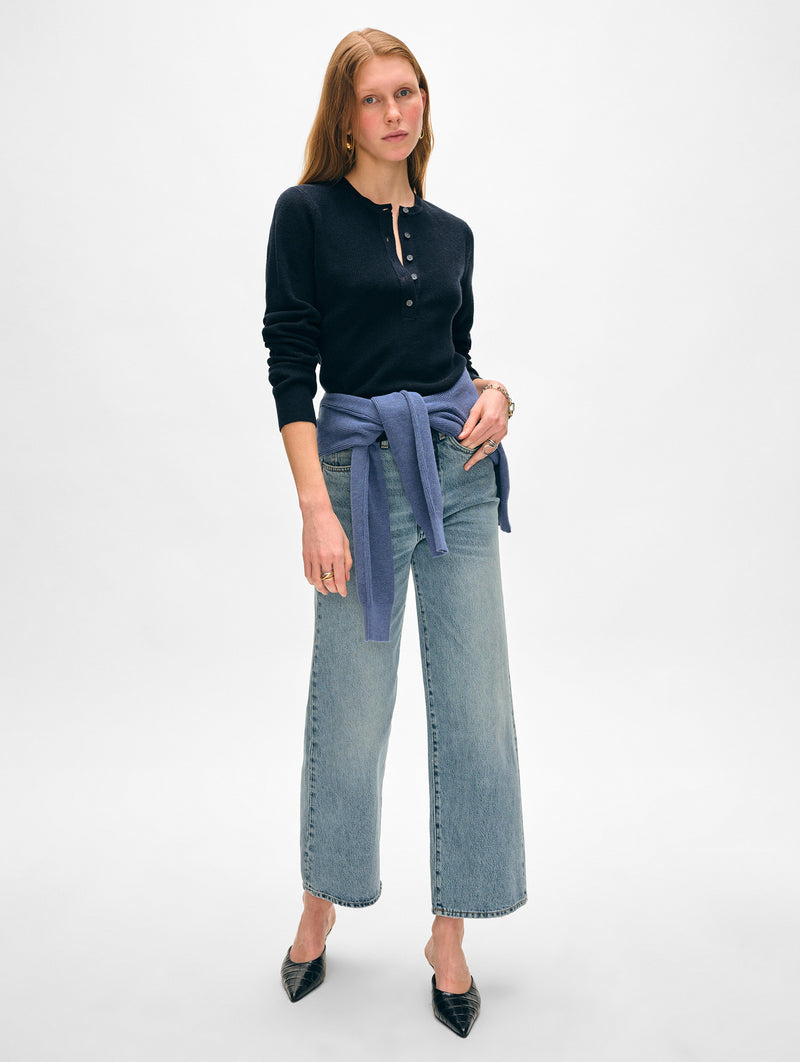 Fine Cotton Ribbed Henley