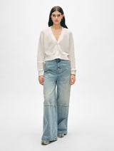 Linen Blend Ribbed Cardigan