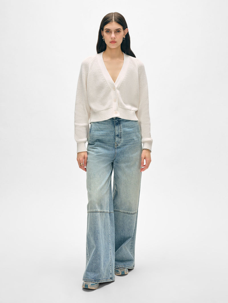 Linen Blend Ribbed Cardigan