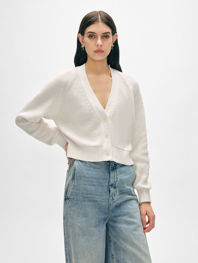 Linen Blend Ribbed Cardigan