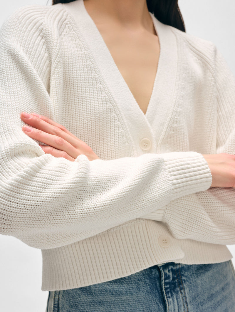 Linen Blend Ribbed Cardigan