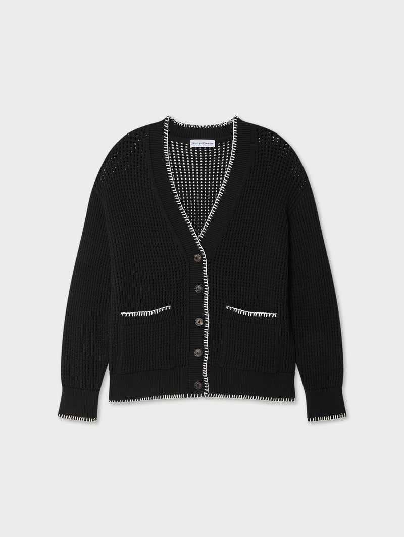 Cotton Blanket Trim Cardigan