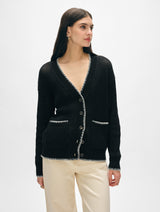 Cotton Blanket Trim Cardigan
