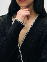 Cotton Blanket Trim Cardigan